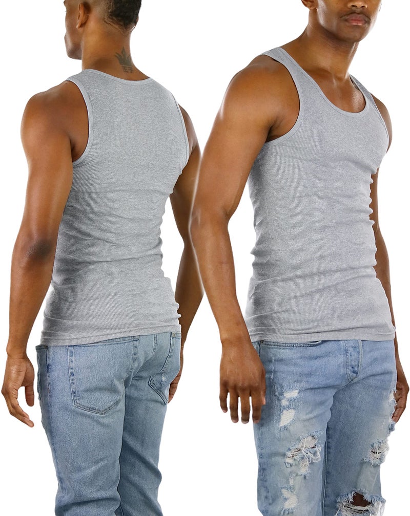 ToBeInStyle Men's 3-Pack A-Shirt Tank Top Muscle Shirt - Gray - L - Image 4